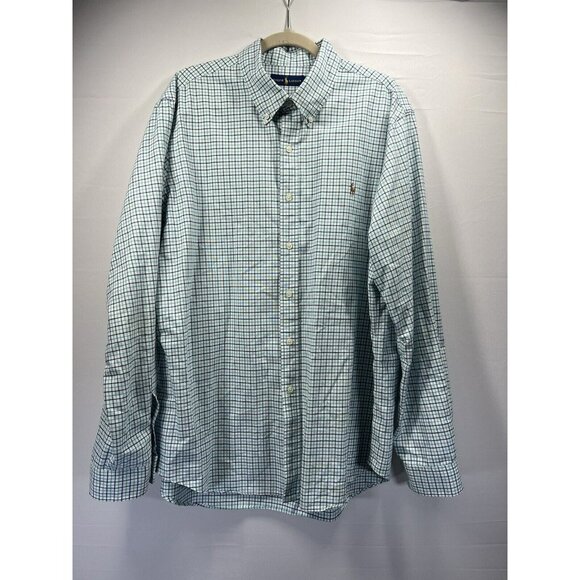 Ralph Lauren Men's Shirt XXL 2XL Blue Green Check Multicolor Pony Button Up L/S - Picture 9 of 9